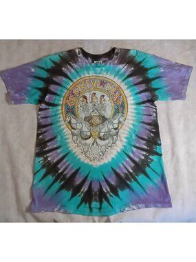 Vintage Grateful Dead Shirt XL Tie Dye Tee Liquid Blue 1991 LA Coliseum